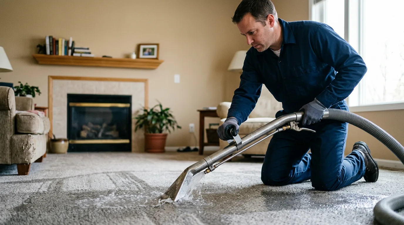 Water damage restoration technician working near Fairview, UT